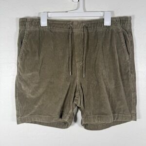 Faherty Shorts Mens 2XL Green Corduroy Elastic Waist Drawstring Casual‎ 6"